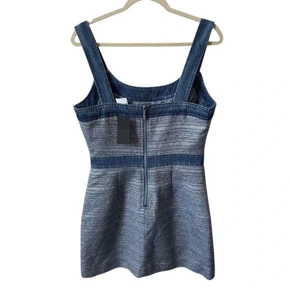 Guess NWT Elsie Tweed‎ and Denim Mini Dress Sleeveless Blue Size M